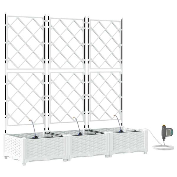 vidaXL Doniczka ogrodowa 3 pcs Biały Stal