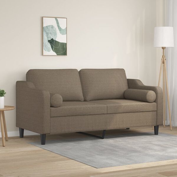 vidaXL 2-osobowa sofa wypoczynkowa z poduszkami, taupe, 140 cm