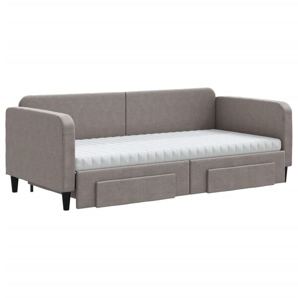 vidaXL Sofa rozsuwana z szufladami, taupe, 90x200 cm, tkanina