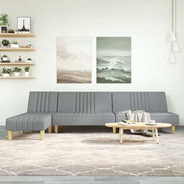 vidaXL Sofa rozkładana L, jasnoszara, 255x140x70 cm, tkanina