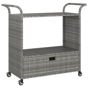 vidaXL W&oacute;zek barowy z szufladą, szary, 100x45x97 cm, polirattan