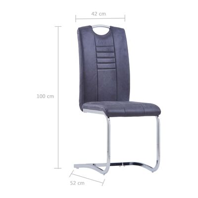 vidaXL Wspornikowe krzesła stołowe, 2 szt., szare, sztuczny zamsz