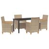 vidaXL Zestaw do jadalni w ogrodzie 5 pcs Beżowy polirattan