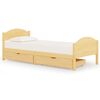 vidaXL Rama ł&oacute;żka z 2 szufladami, lite drewno sosnowe, 100 x 200 cm