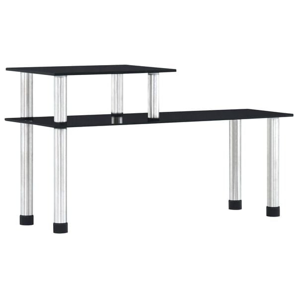 vidaXL Półka kuchenna, czarne, hartowane szkło, 45x16x26 cm