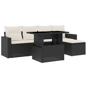 vidaXL 6-cz. zestaw mebli ogrodowych z poduszkami, czarny polirattan