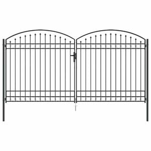 vidaXL Brama ogrodzeniowa Z blokadą Szary 301 x 224.5 cm Stal