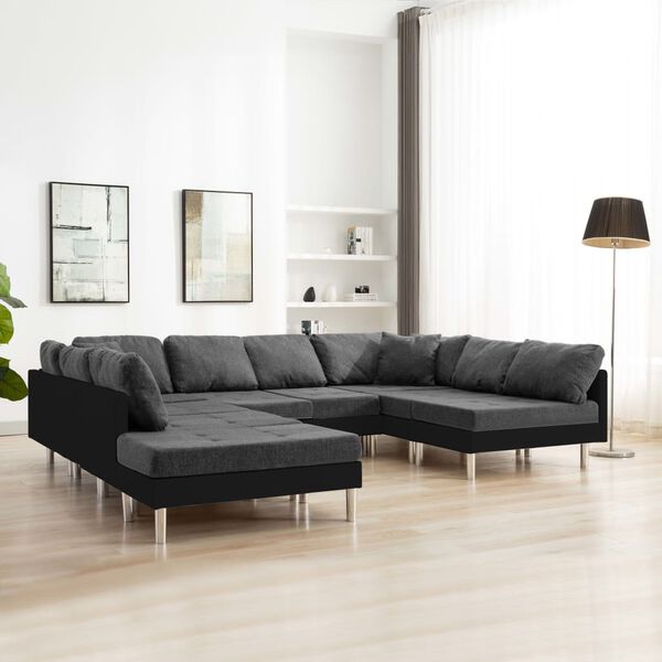 vidaXL Sofa modułowa, sztuczna sk&oacute;ra, czarna