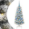 vidaXL Sztuczna choinka z zawiasami 150 LED Zielony i Biały 120 cm