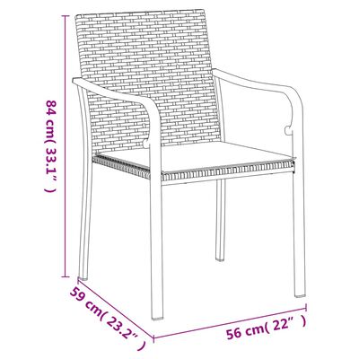 vidaXL Krzesła ogrodowe z poduszkami, 2 szt., czarne, 56x59x84 cm