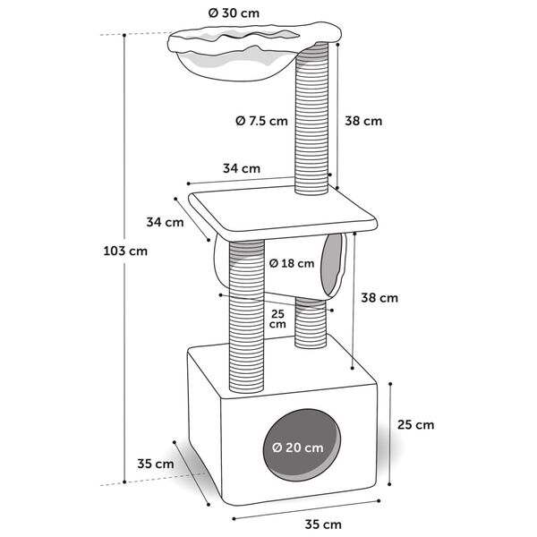 FLAMINGO Drapak dla kota Gulf, szary, 35x35x103 cm