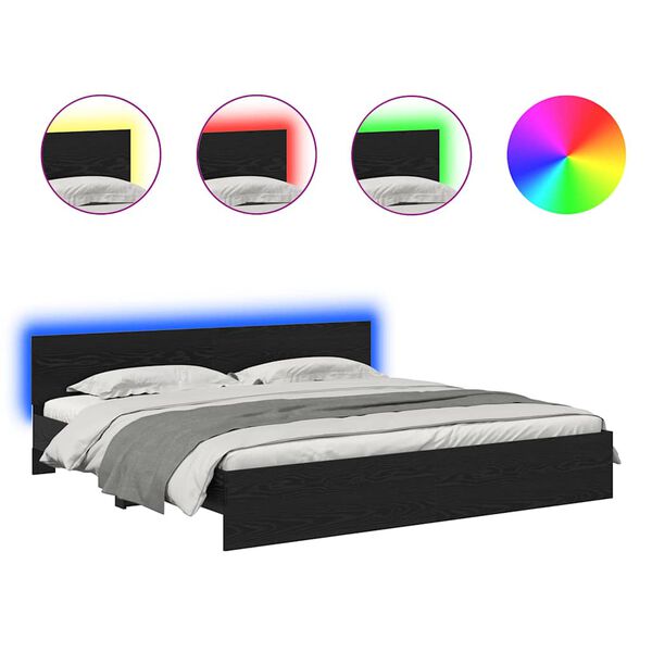 vidaXL Ramka ł&oacute;żka Czarny Dąb 200 x 200 cm Materiał drewnopochodny