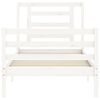 vidaXL Rama ł&oacute;żka z wezgłowiem, biała, 90x200 cm, lite drewno