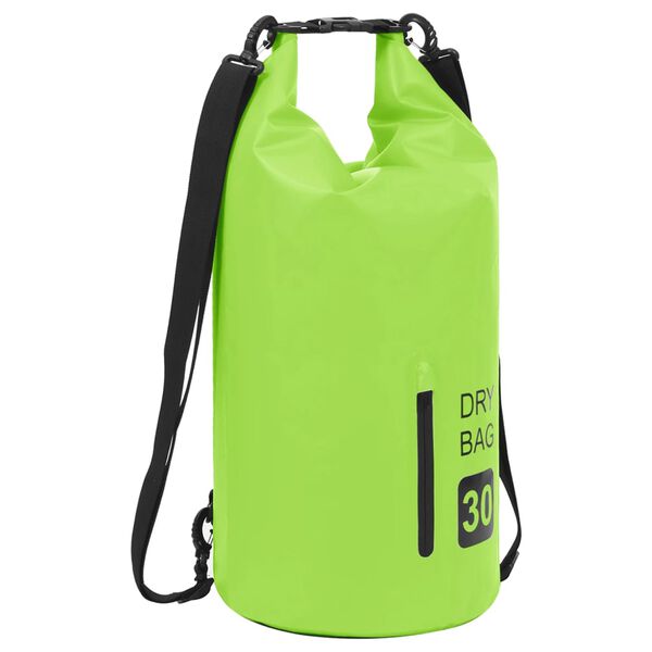 vidaXL Worek wodoszczelny z suwakiem, zielony, 30 L, PVC