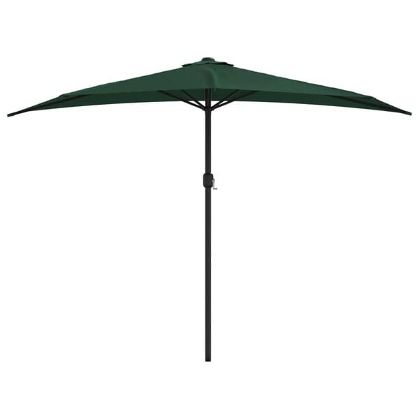 vidaXL Półparasol balkonowy na słupku z aluminium, 300x155 cm, zielony