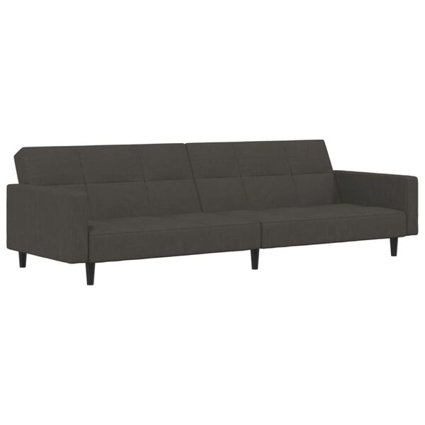vidaXL 2-osobowa sofa rozkładana, ciemnoszara, obita mikrofibrą