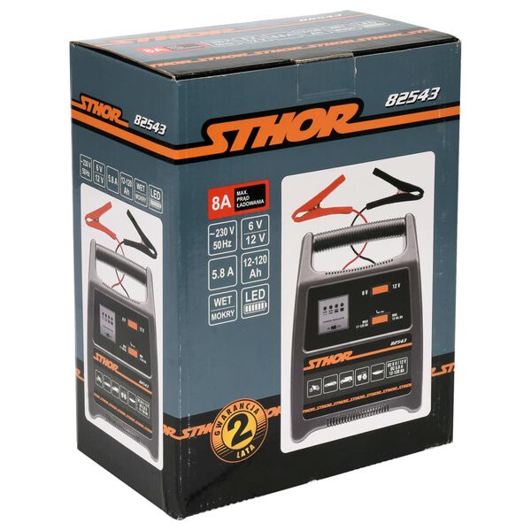 Sthor Ładowarka do akumulator&oacute;w, z LED, 6/12 V, 8A, 120 Ah
