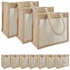 vidaXL Torebki Jutowe z Kieszonką 10 Naturalne i białe 26 x 22 x 14 cm