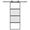 vidaXL Drzwi przesuwne z zestawem okuć czarne 76x205cm szkło hartowane