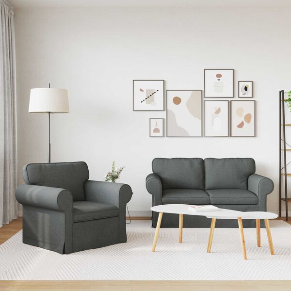 vidaXL Zestaw Sof 2 pcs Ciemnoszary 155 x 82 x 80 cm tkanina