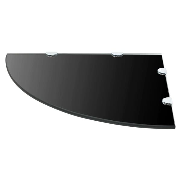 vidaXL Szklana półka narożna, chromowane wsporniki, czarna, 45x45 cm