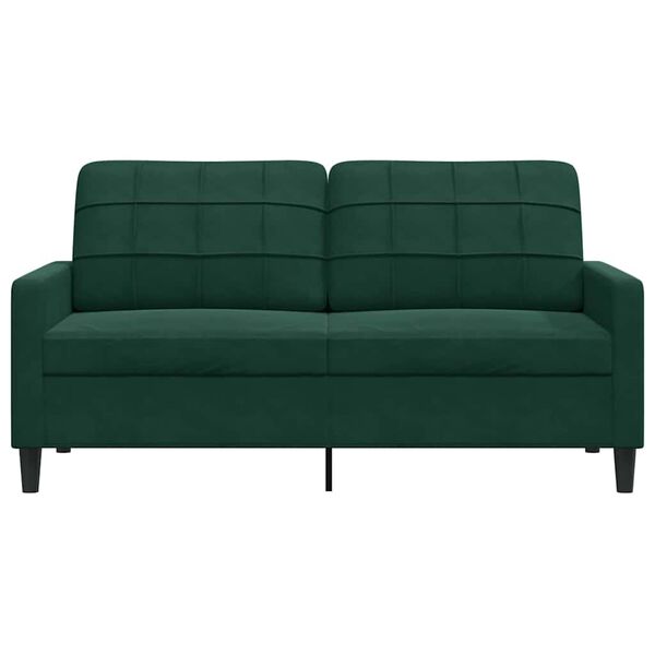 vidaXL Sofa 2-osobowa, ciemnozielona, 140 cm, tapicerowana aksamitem