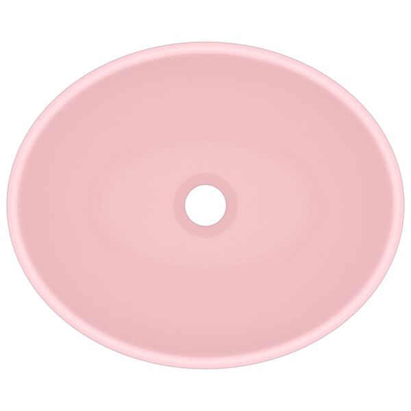 vidaXL Luksusowa, owalna umywalka, matowy róż, 40x33 cm, ceramiczna
