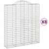 vidaXL Kosze gabionowe, 8 szt, 200x50x220/240 cm, galwanizowane żelazo