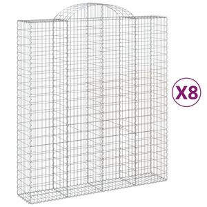 vidaXL Kosze gabionowe, 8 szt, 200x50x220/240 cm, galwanizowane żelazo