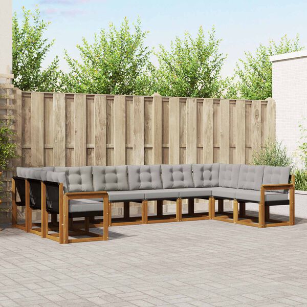vidaXL Zestaw sof na zewnątrz 10 pcs Naturalny i Jasny Szary