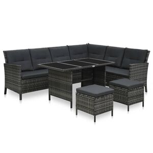 vidaXL 4-cz. zestaw wypoczynkowy do ogrodu, poduszki, rattan PE, szary