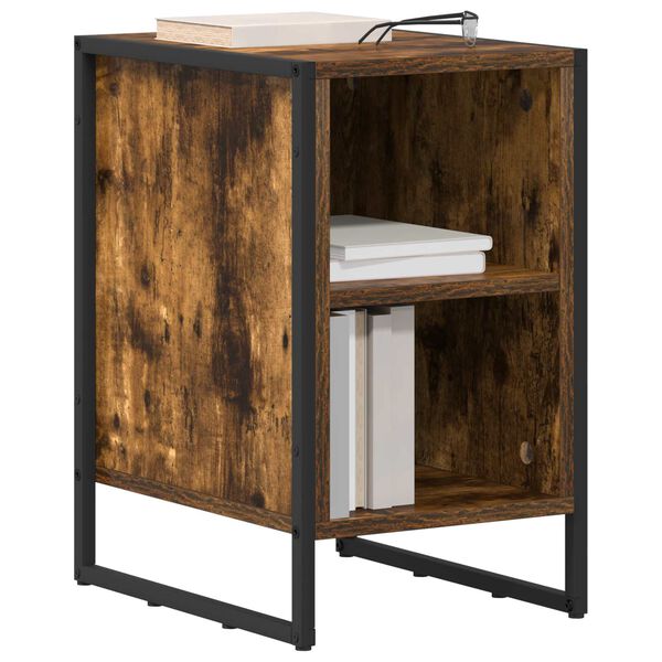 vidaXL Stolik nocny Dąb Dymny 39.5 x 30 x 50 cm