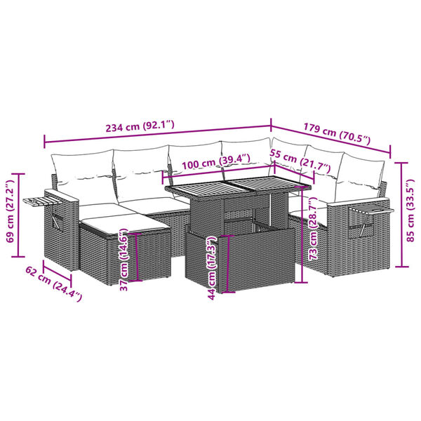 vidaXL 8-cz. zestaw wypoczynkowy do ogrodu, z poduszkami, czarny