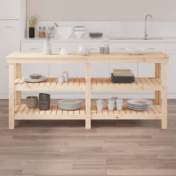 vidaXL Stolik roboczy, 181x50x80 cm, lite drewno sosnowe