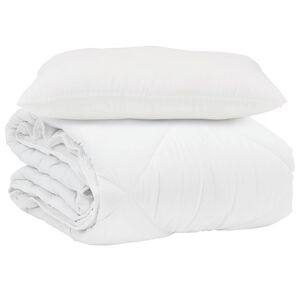 vidaXL Letni Kołdra z poduszką 2 pcs Biały Mikrofibra