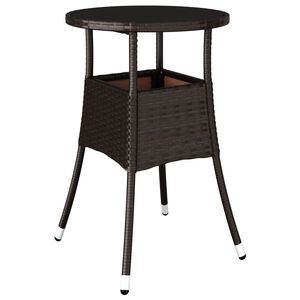 vidaXL Stolik ogrodowy, &Oslash;60x75 cm, szkło i rattan PE, brązowy
