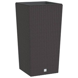 vidaXL Donica z pojemnikiem wewnętrznym, brązowa, 21/49 L, rattan PP