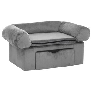 vidaXL Sofa dla psa, z szufladą, szara, 75x50x38 cm, pluszowa