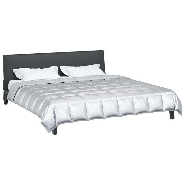 vidaXL Kołdra na cały rok Srebrny 200 x 220 cm Satyna i Mikrofibra