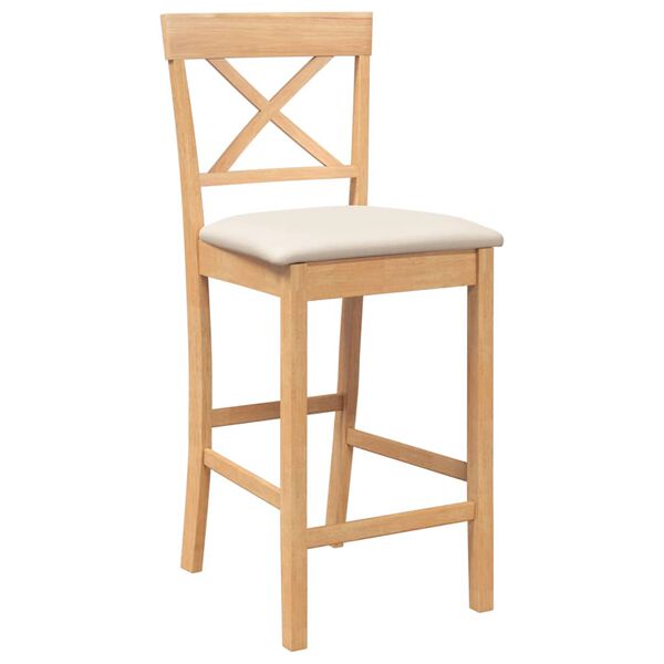 vidaXL Hokery barowe z poduszkami 2 szt. Naturalne drewno lite guma