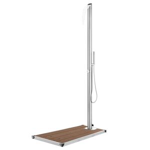 vidaXL Prysznic ogrodowy z brązową podstawą, 225 cm, stal nierdzewna