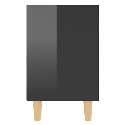 vidaXL Szafka nocna z drewnianymi nóżkami, czarna, połysk, 40x30x50cm