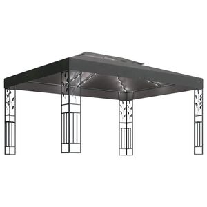 vidaXL Altana z podw&oacute;jnym dachem i sznurem lampek LED, 3x4 m, antracyt