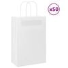 vidaXL Torby papierowe 50 szt. z uchwytami białe 21x11x31 cm