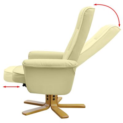 vidaXL Fotel z podnóżkiem, kremowy, sztuczna skóra