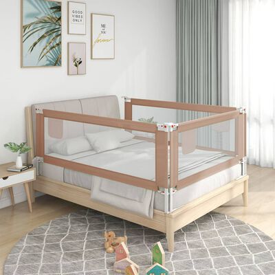 vidaXL Barierka do łóżeczka dziecięcego, taupe, 150x25 cm, tkanina