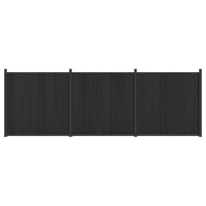 vidaXL Panel ogrodzeniowy 3 szt. 530 x 186,5 cm WPC i aluminium Czarny
