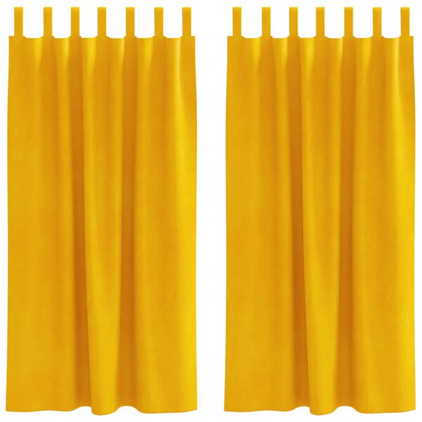 vidaXL Zasłony zaciemniające 2 pcs Musztardowy Ż&oacute;łty 140 x 175 cm