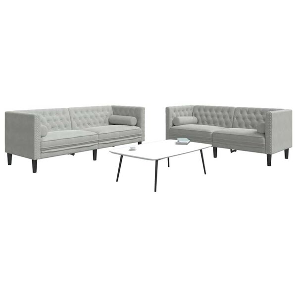 vidaXL Sofa do salonu 2 pcs Jasnoszary 194 x 74,5 x 70,5 cm Aksamit