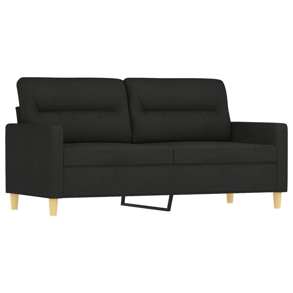 vidaXL 2-osobowa sofa wypoczynkowa z poduszkami, czarna, 140 cm